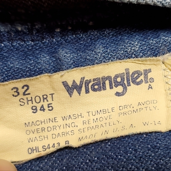 VINTAGE 1970s Wrangler Unisex Usa Made Denim Extra High Rise Bell Bottom Jeans - Picture 11 of 12